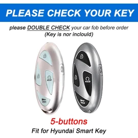 Hyundai Key Fob Cover with Keychain, Soft TPU Smart Key Protector Case for 2024-2025 Hyundai Ioniq 6, Grandeur GN7, KONA, Elantra, Santa Fe, Sonata, Tucson – Anti-Scratch Key Fob Shell