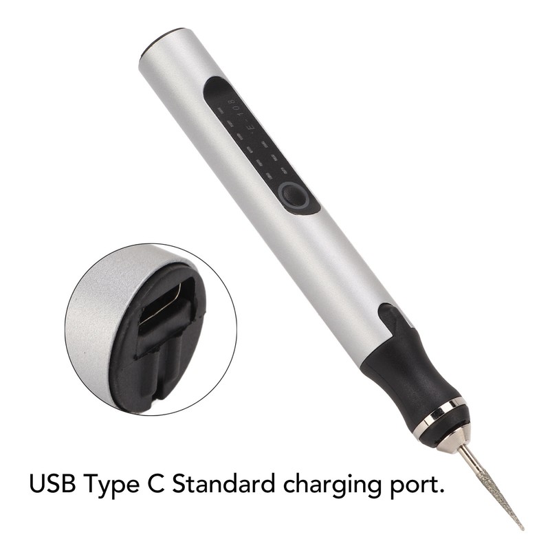Electric Engraving Pen Aluminum Alloy Silver Mini Micro Engraver with