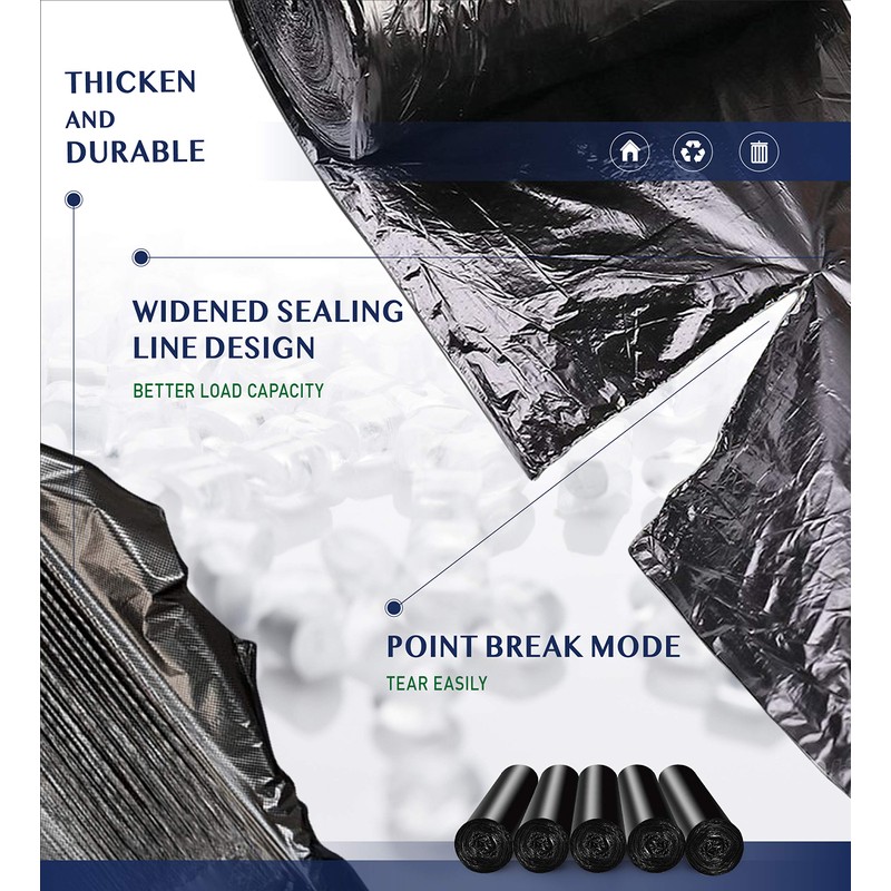 FORID Small Black Trash Bags, 4 Gallon Garbage Bags, 220