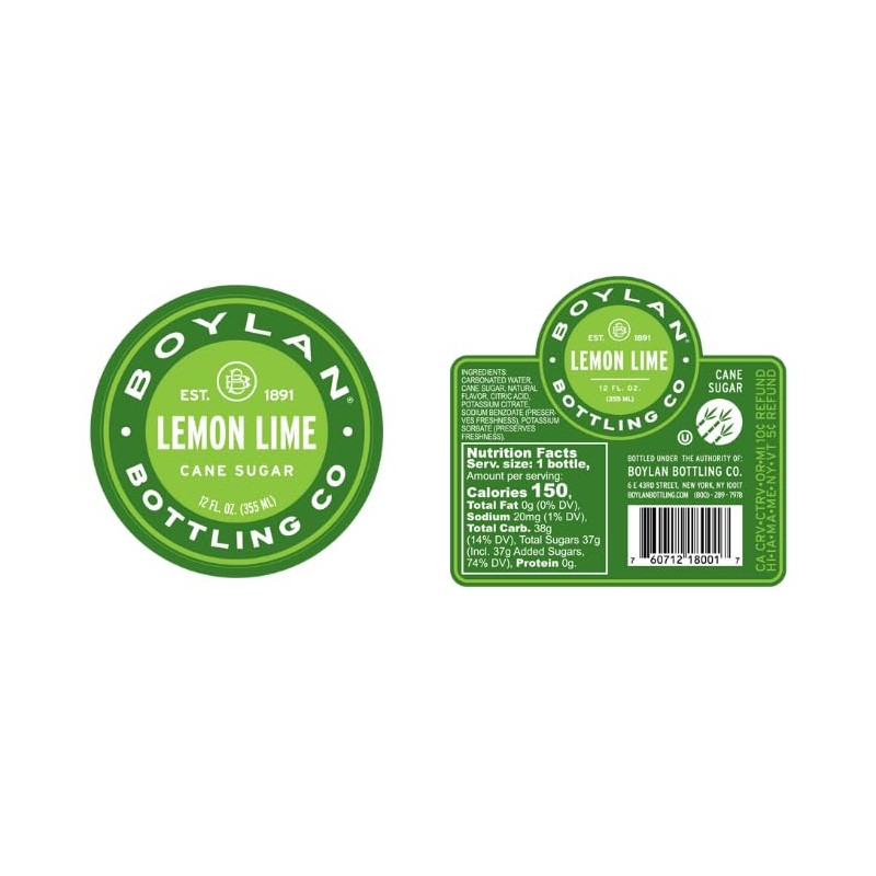 Boylan Bottling Craft Cane Sugar Soda - Lemon Lime 12oz