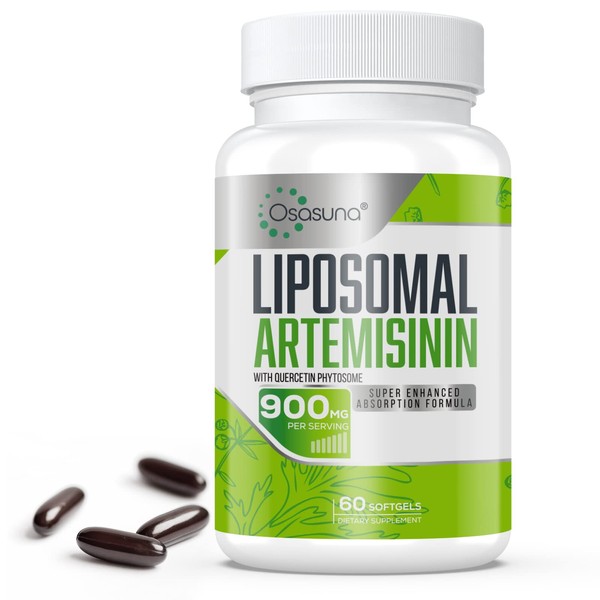 Osasuna Liposomal Artemisinin 600 mg with Quercetin Phytosome 200 mg, Maximum Absorption, Sweet Wormwood Extract, 240 Softgels