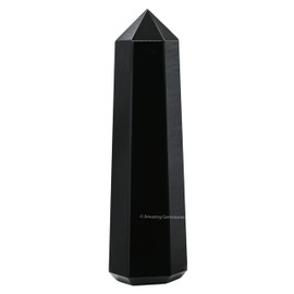 Large Black Obsidian Crystal Towers ~ Natural Healing Crystal Point Obelisk for Reiki Healing and Crystal Grid (5.5" to 6" INCH)
