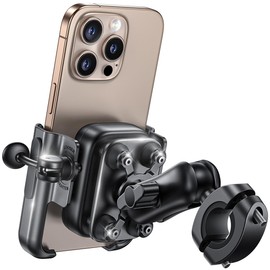 Lamicall Lamicall All Metal Motorcycle Phone Mount - [Anti Shake] [Extendable Arm] Bike Phone Holder Handlebar Clamp, Bicycle Cell Phone Mount, for iPhone 16 Pro Max, 15 14, Galaxy S24 Ultra, 4.7-7.2" Phones