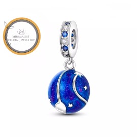 Minimalist Charm Jewelry Blue Galaxy Star Dangle Charm, Universe Charm, Silver Charm, Women Gift Charm