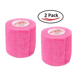 Vet Wrap Tape (Neon Pink) (2 Pack) (2 Inch x 15 feet) Self Adhesive Adherent Adhering Cohesive Flex Self Stick Bandage Grip Roll Dog Cat Pet Horse