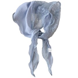 HURESON Women's Scarf, Lace, See-Through, Hair Accessory, Hair Ornament, Headband, Triangle, Bandana, Hair Arrangement, Thin, Stylish, Cute, blue (light)