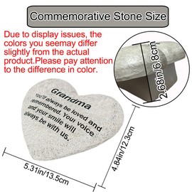 Heart Memorial Stone for Grandma, Memorial Garden Stone in Memory of Loved One Gifts, for Grandma-Indoor/Outdoor Garden,Home,Grave Decoratives Stone Plaque