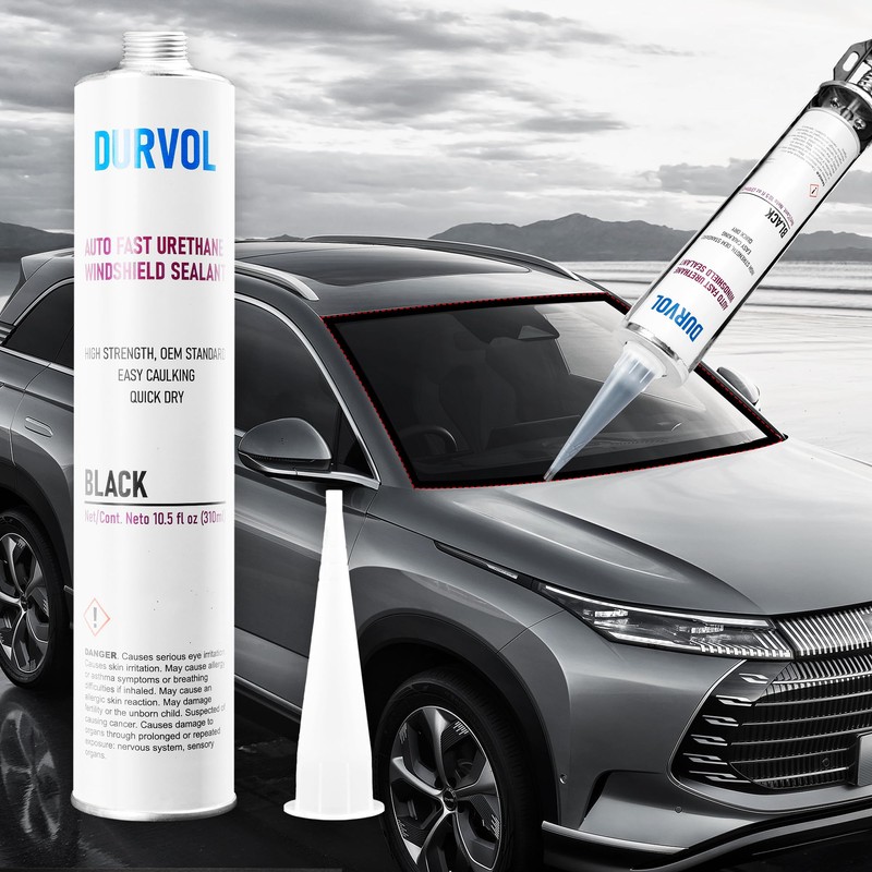 Durvol Auto Glass Urethane Windshield Adhesive Sealant (2-Pack Black) High