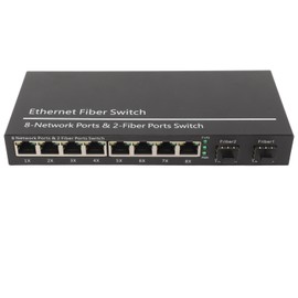 Ethernet Fiber Switch 2 Optical Port 8 Electrical Port Up To 120km RJ45 Port Plug and Play SFP Fiber Media Switch 100‑240V UK Plug