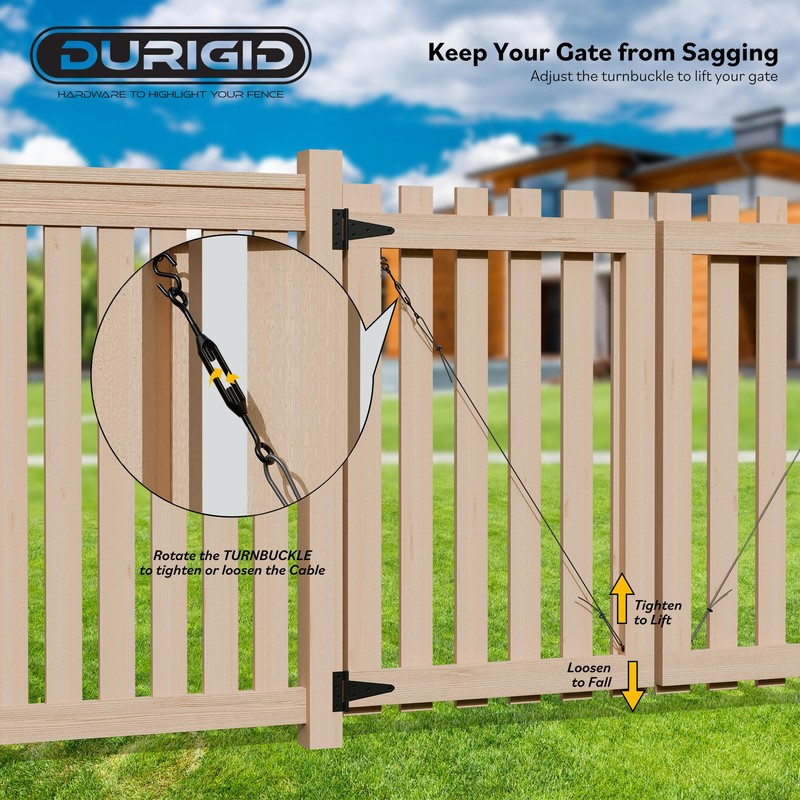 DURIGID Anti Sag Gate Kit D-Ring Fence Gate Kit, Anti