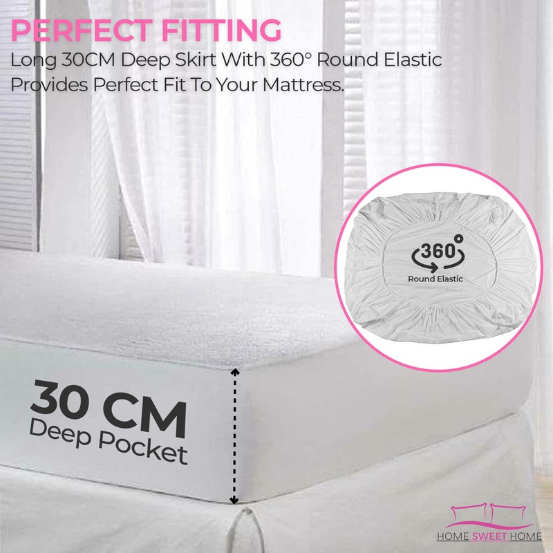 Home Sweet Home UK 30CM 12” Deep Terry Towel Waterproof