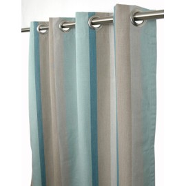 Sweet Summer Living Outdoor/Indoor Sunbrella Curtain 96 inch x 50 inch Water, Weather, Fade and Stain Resistant with 8 Stainless Steel Grommets Gateway Mist Stripe
