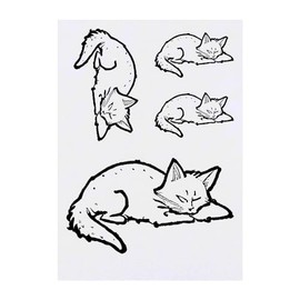 4 x 'Pixiebob Cat Sleeping' Temporary Tattoos - Water Resistant, Skin-Safe, Non-Toxic Transfers, Mixed Sizes (TO00071524)