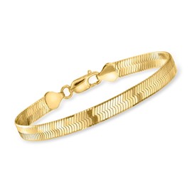 Ross-Simons Italian 6mm 18kt Gold Over Sterling Herringbone Bracelet. 8 inches