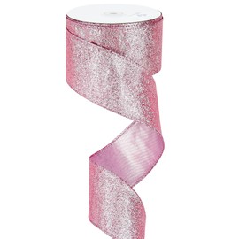 MEEDEE Pink Glitter Ribbon 2.5 Inch Wide Metallic Ribbon by 25 Yards - Christmas Tree Decoration, Garland, Wreath Bow Making