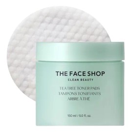 The Face Shop Tea Tree - Almohadillas de Tóner Coreanas | Pads Anti-Acné y Control de Poros | AHA, BHA, PHA y Extracto de Árbol de Té | Exfoliación Suave para Piel Grasa y Sensible | 70 Hojas