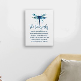 WODMIS Inspirational Dragonfly Wall Decor Framed Canvas Wall Art, Watercolor Green Dragonfly Motivational Wall Decor Canvas Home Decorations for Home Bathroom Bedroom Office Wall Decor 11x14
