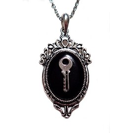 Gothic Victorian Silver Framed Key Cameo Pendant