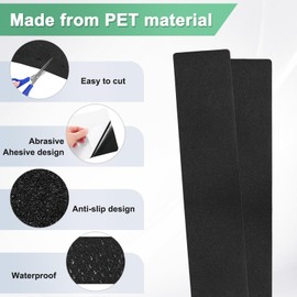 M METERXITY 12-Pack Anti Slip Traction Tape 30" x 8" Best Grip Tape Grit Outdoor Non-Skid Tape High Traction Friction Abrasive Adhesive for Indoor/Outdoor Stairs Step [Black]