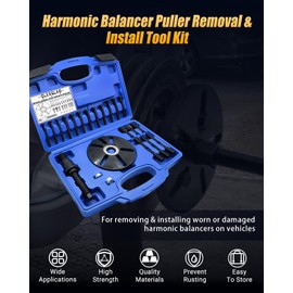 GLEXQLAO Harmonic Balancer Puller Installer Set, Crankshaft Pulley Disc Removal Tool Kit for Removing & Installing of Balancers, Gear Pulleys, Steering Wheels