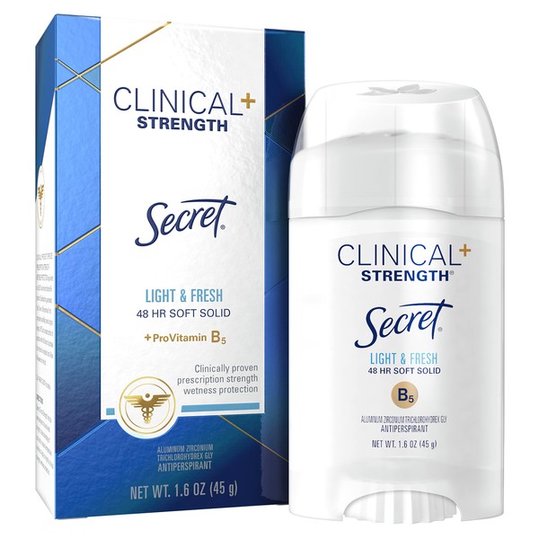 Secret Clinical Strength Anti-Perspirant Deodorant Advanced Solid, Light & Fresh Scent 1.60 oz (Pack of 2)
