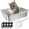 Lainballow Stainless Steel Cat Litter Box, 16 x 12 x