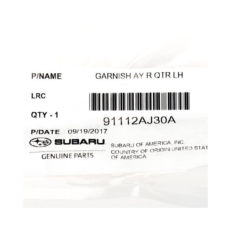 Subaru Driver Side Left Rear Quarter Panel Molding for 2010-2014