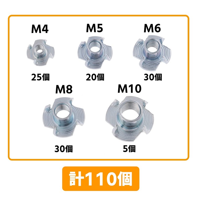 waves 110 Pcs Nail T Nuts M4 M5 M6 M8