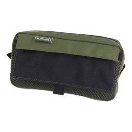 herlitz 50039029 Pencil Case with 2 Outer Pockets, Olive / Black, Pack of 1, Olive/Black, Olive/Black