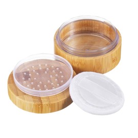 30ml /1oz Empty Bamboo Loose Powder Jar Container Portable Environmental Bamboo DIY Make up Cosmetic Loose Powder Case with Powder Puff and Sifter Lid