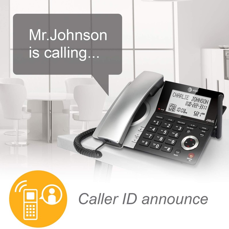 AT&T CL84307 Dect 6.0 Expandable Corded/Cordless Phone with Smart Call