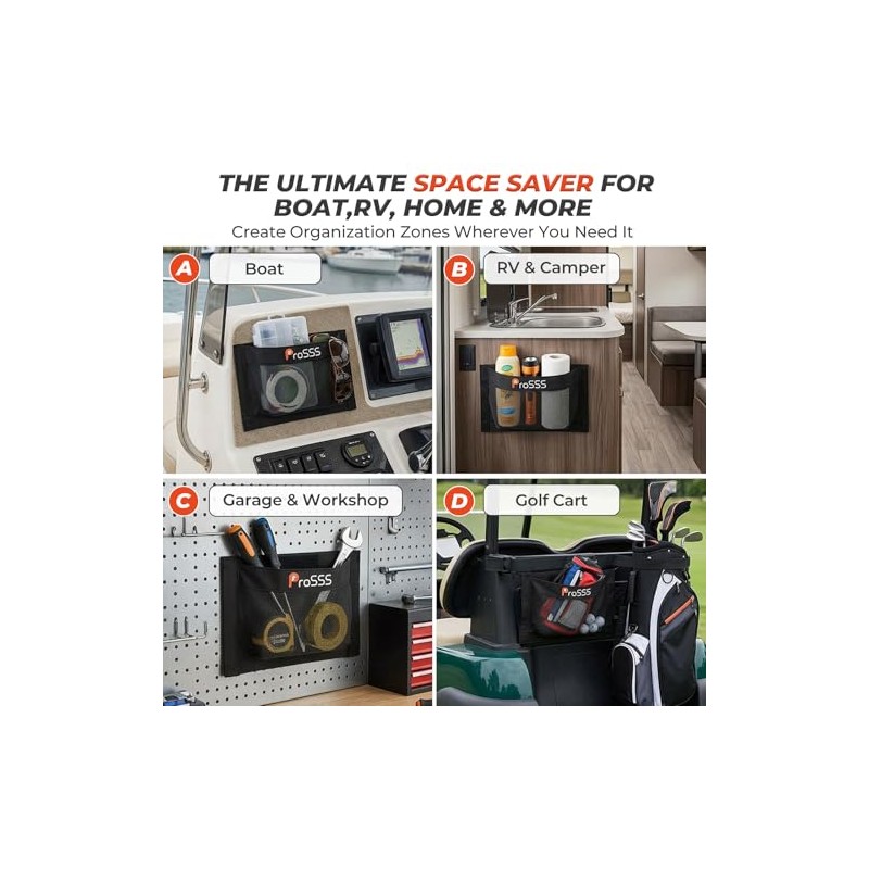 Self-Adhesive Storage Mesh Bag for Boats - Waterproof Organizer