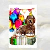 Brown Labradoodle Dog Birthday Card