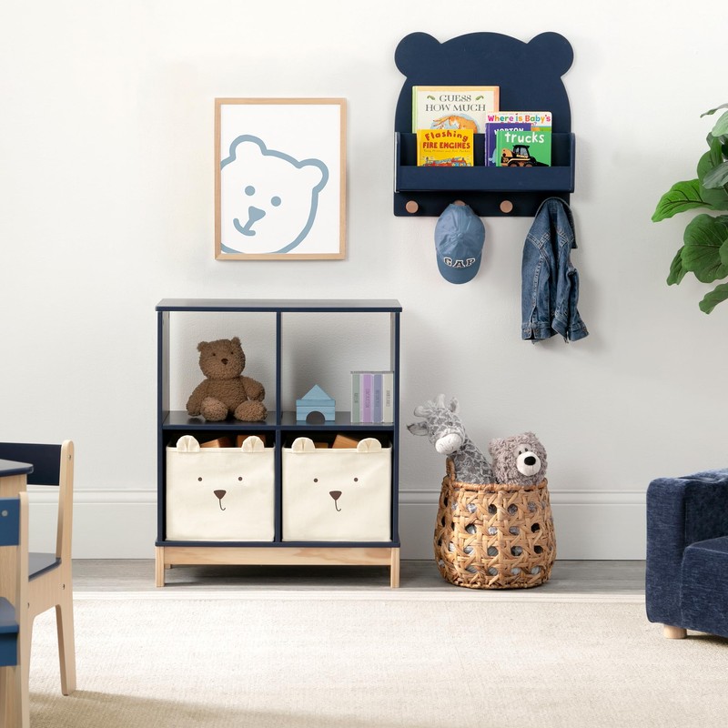 babyGap by Delta Children Brannan Bear Bookcase with Bins, Navy