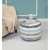 LR Home Coastal Stripe Pouf, 18"x14", White/Blue
