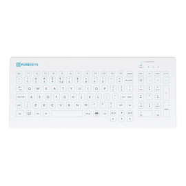 PUREKEYS Medical Keyboard Compact USB-Cabled White for Hospital, Dentist, Cleanroom, Laboratory and Industrial. Easy to Clean Hygienic Flat and Flexible Silicone