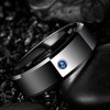 VAKKI Men's Black Wedding Bands with Blue Zirconium 8mm Tungsten