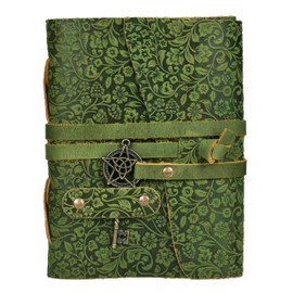 LEATHER VILLAGE Handmade Leather Bound Journal for Women- Green | 7"X5" (A7) Medium | 260 Pages Blank of Vintage Paper Writing, Sketchbook, Notebook