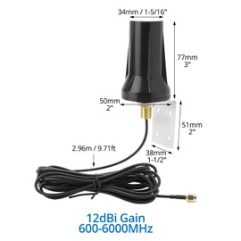 QWORK® Universal Outdoor 5G 4G LTE Antenna,12dBi High Gain, Vertical Polarization, SMA Male Connector with 3 m Cable - for Routers Gateways Trailer Cameras