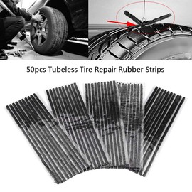 50pcs Tire Repair Strings Rubber Strips Plugs Black Tubeless Tyre Tire Puncture Repair Seal Rubber Strips Car Motorcycle 200*3.5mm