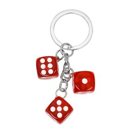 Key ring, bag jewellery, cube, red, casino, steel and acrylic, red, one size, red, Unit size