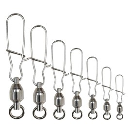 Shaddock Swivel Fishing Tackle w/Snap, Ball Bearing Swivels, High Strength, Fishing Connector 0-6, 20-50 pcs, silver