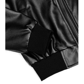 TLAENSON Boys Leather Jackets For Toddler Kids Faux Motorcycle PU Leather Coats 50s 80s Bomber Tops Black Size 140/8-9 Years