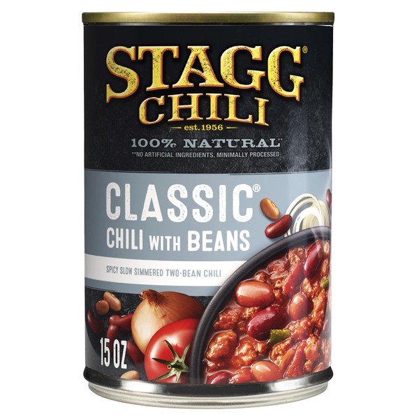 STAGG Classic Chili With Beans, Canned Chili, 15 oz, Pack of 12