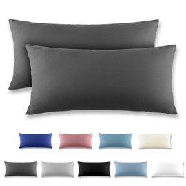 Redkey Cushion Cover 40 x 80 cm Set of 2 Pillowcases with Zip - Brushed Microfibre Cushion Cover for Cushions, Washable up to 40 °C Anthracite