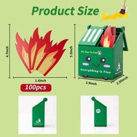 FLCCTMZ Dumpster Fire Pencil Holder, Fun Desk Accessories Set with 100 Pcs Flame Note Cards, Cute Office Desk Decor Funny Gifts for Coworker Staff Team Teachers