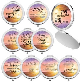 RattanView Church Gifts for Mothers Day Christian Compact Mirrors for Women Makeup Compact Mirrors Bulk with Christian Bible Verse Inspirational Religious Gift for Mother Women Friends (9 Pcs)