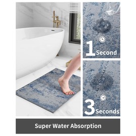 PADOOR-Bath Mat-Absorbent Rubber Backing Bathroom Mats Rug -Quick Dry Thin Bathroom Rugs Fit Under Door-Non Slip Washable Bath Mats for Bathroom-Bath Rug in Front of Sink 24"x48" Sky Blue