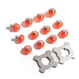STUDIAMONDS Rubber studs for football boots, 12 x football studs, standard thread with 2 x stud wrenches (fluorescent orange)