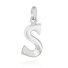 NKlaus Pendant Letter 925 Silver Partially Matt Rhodium-Plated 15 x 9 mm Alphabet Amulet, Sterling Silver